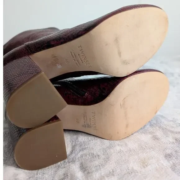 Twin-Set Leather Ankle Boots in Red Python Print Size 40 / US 10 - Picture 9 of 12